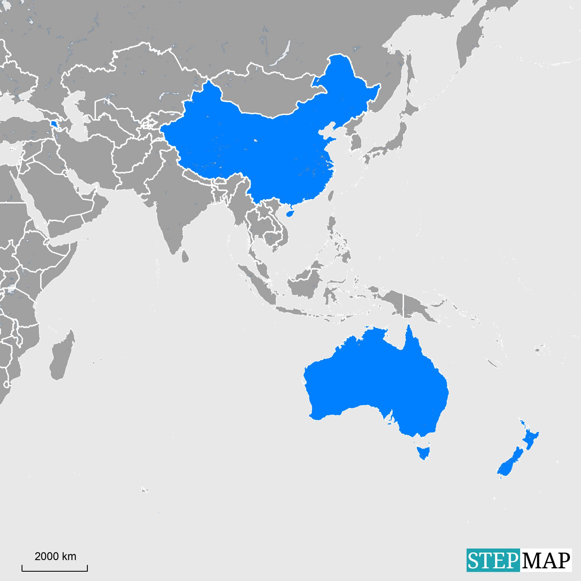 map of asia/ oceania placements